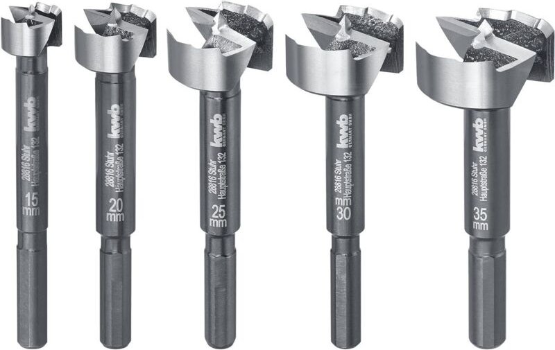 Speed Forstnerbohrer-Set 15 20 25 30 und 35 mm, schnelles Bohren in allen Hölzern, Bohrer-Satz zur Holzbearbeitung, din ...