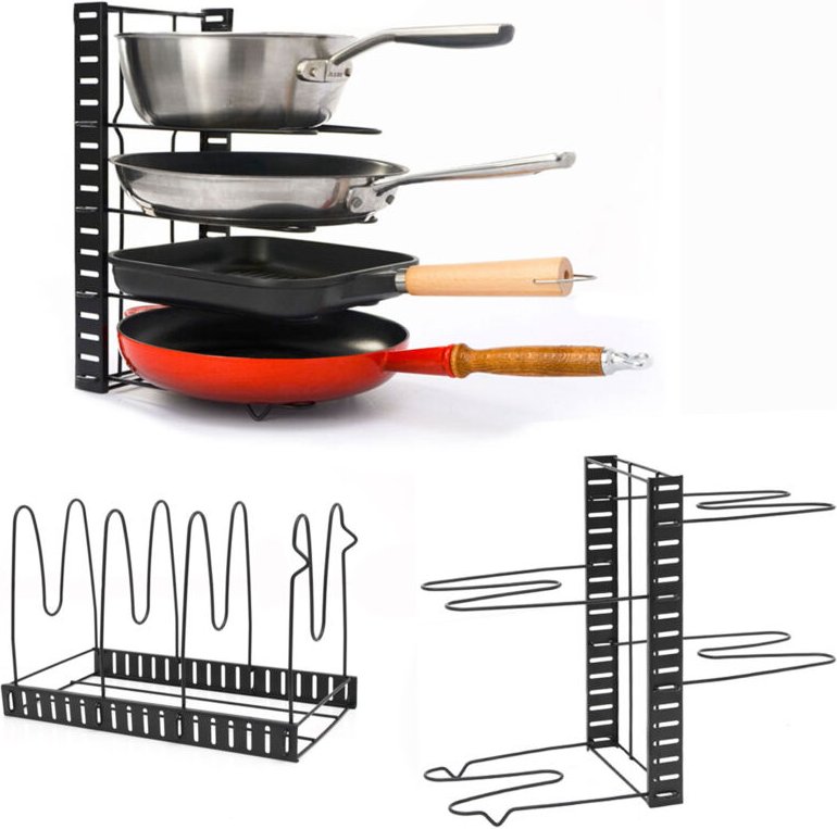 Maklik - Pfannen Regal 4 Ablagen - 38x21x25 Deckel Organizer Küche Zubehör Topf Organizer