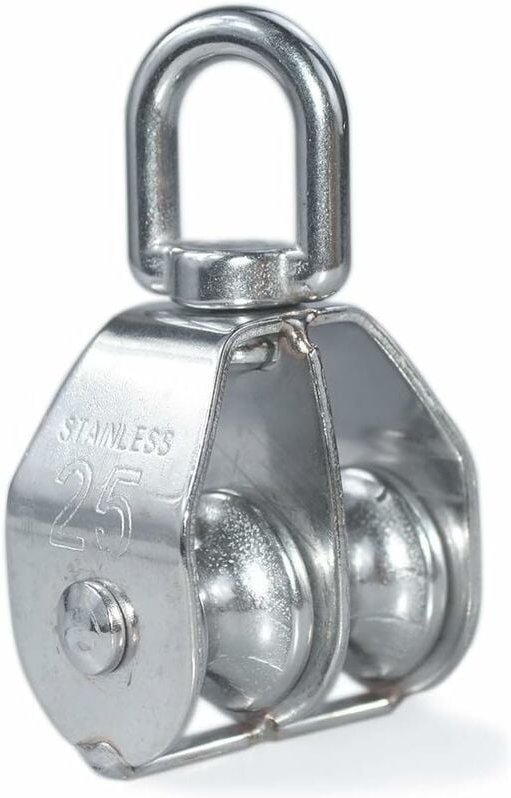 1 Stück M25 Doppelrollen-Shell-Blöcke, Drahtseil-Heberolle, Rollen-Trägerrolle, 304 Edelstahl, maximale Belastung: 159 k...