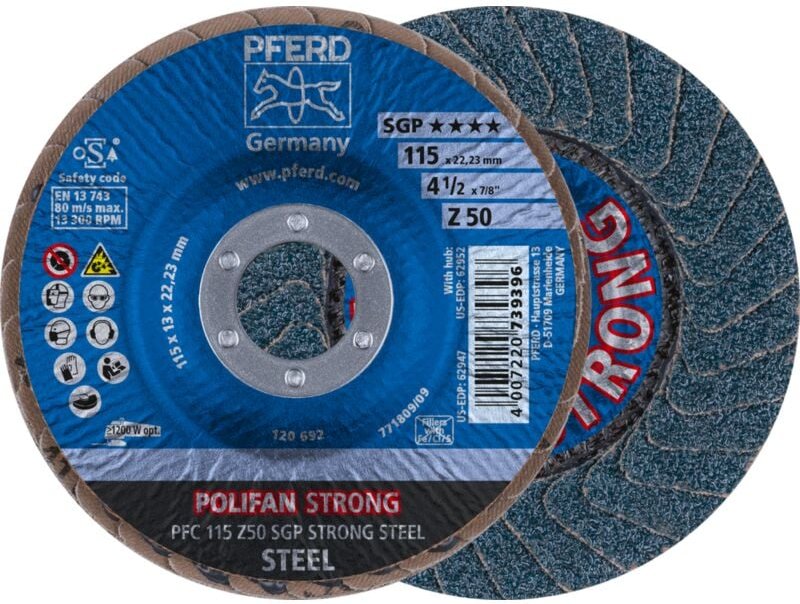 Fächerschleifscheibe strong gewölbt 115mm K50 Pferd