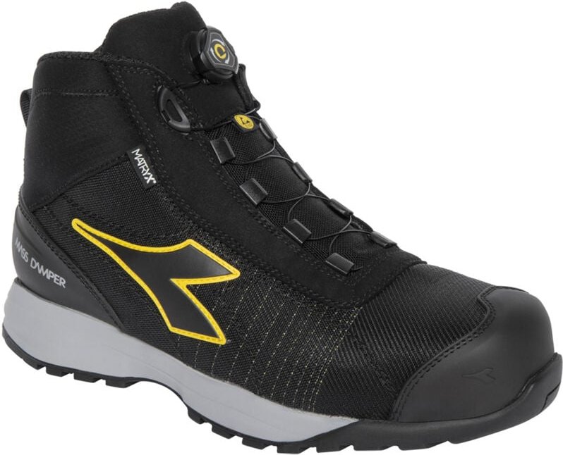 Diadora Glove MDS Matryx Quick Mid S3 HRO SRC ESD Arbeitsschuhe - 42 EU - Schwarz / Gelb