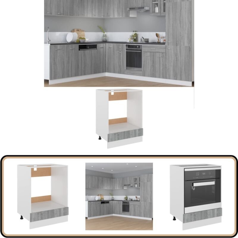 Herdumbauschrank Grau Sonoma 60x46x81,5 cm Holzwerkstoff - Herdumbauschrank - Küchenmöbel - Backofenschrank - Herdplatzs...