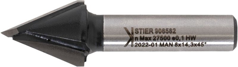 Gipskartonfräser D14,3 mm 45 Grad S8 mm hw - Stier