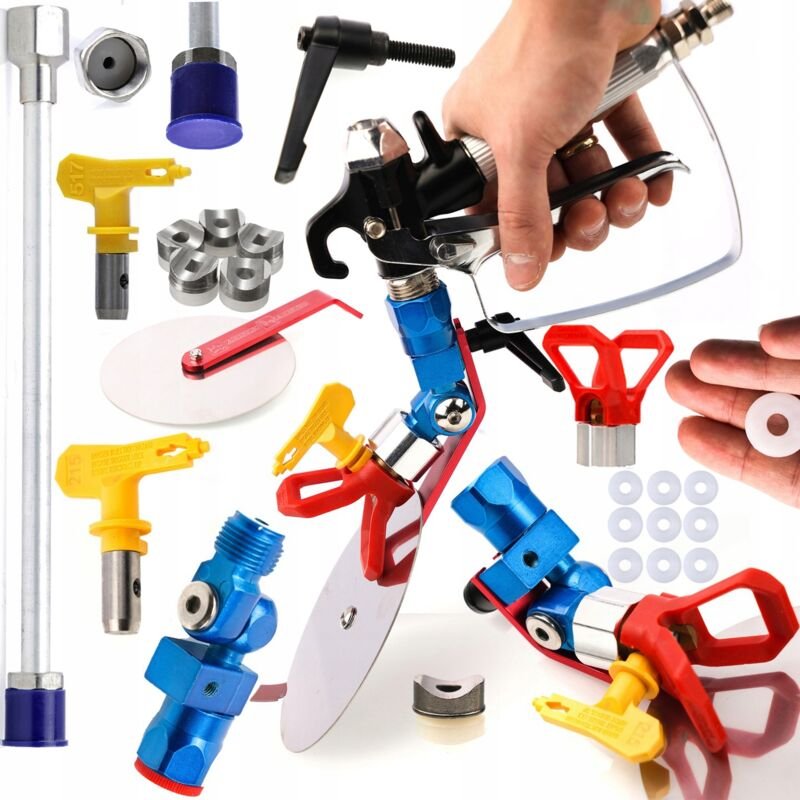 Farbschneider für Lackiereinheit + 2x Düse, Abdeckung, Lackierlanze 30cm, Cutter, 18x Dichtung