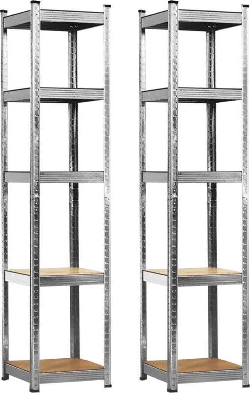 2er-Pack modulare Regaleinheiten mit 5 verstellbaren Böden 180x40x40cm 175kg Thinia Home