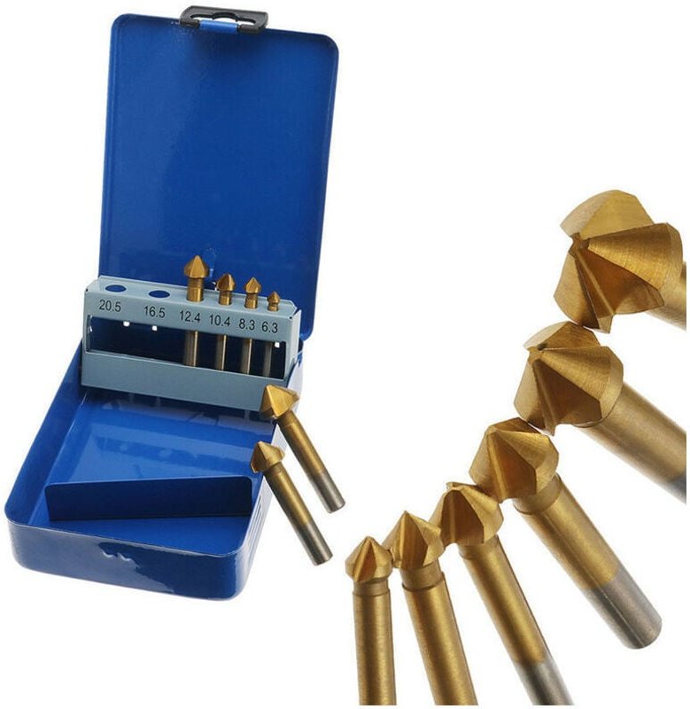 Thumbnail - Senkerbohrer-Set – hss 90-Grad-Senkbohrer-Set, Metall-Holzbearbeitungs-Fasenschneider, HSS-Titanbeschichteter Fasenbohre...