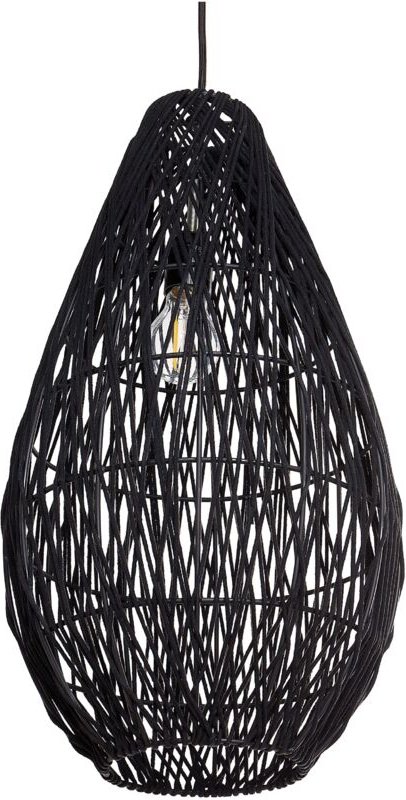 Hängelampe Schwarz Baumwollseil Käfigschirm Japandi Naturstil