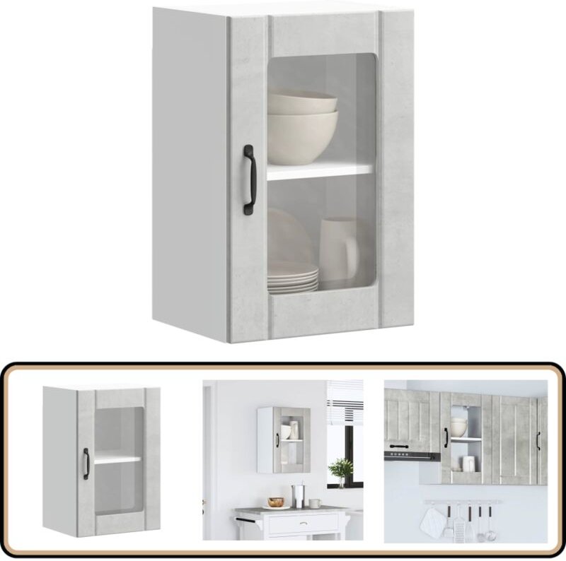 Küchen-Hängeschrank mit Glastür Lucca Betongrau - Vidaxl