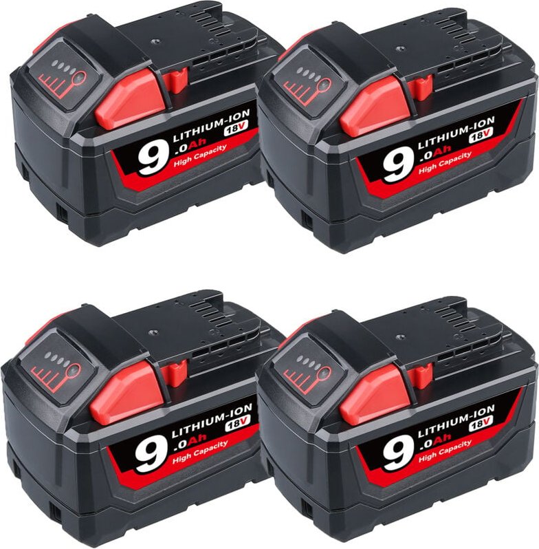 4x Für Milwaukee M18 Akku M18B5 18V XC 9.0Ah Li-Ion 48-11-1860 48-11-1852 M18B 48-11-1840 48-11-1828 48-11-1820 48-11-18...
