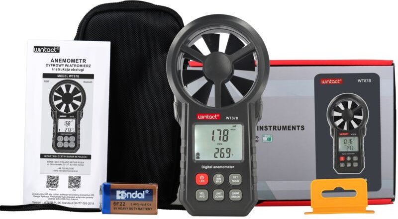 Anemometer Anemometer Windmesser Temp Luftgeschwindigkeitsmessung Bt App