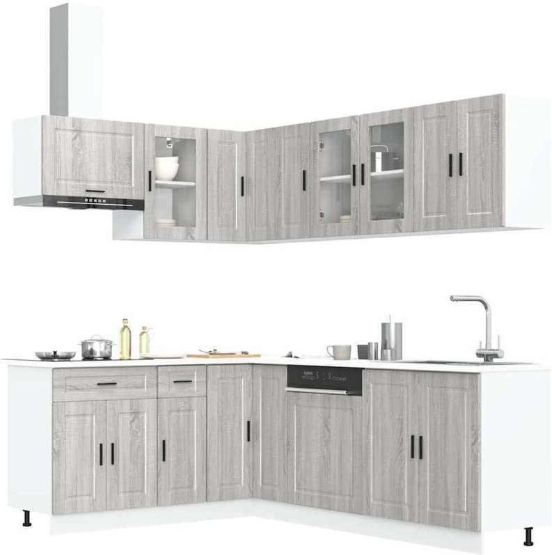 Vidaxl - 11-tlg. Küchenschrank-Set Porto Grau Sonoma Holzwerkstoff