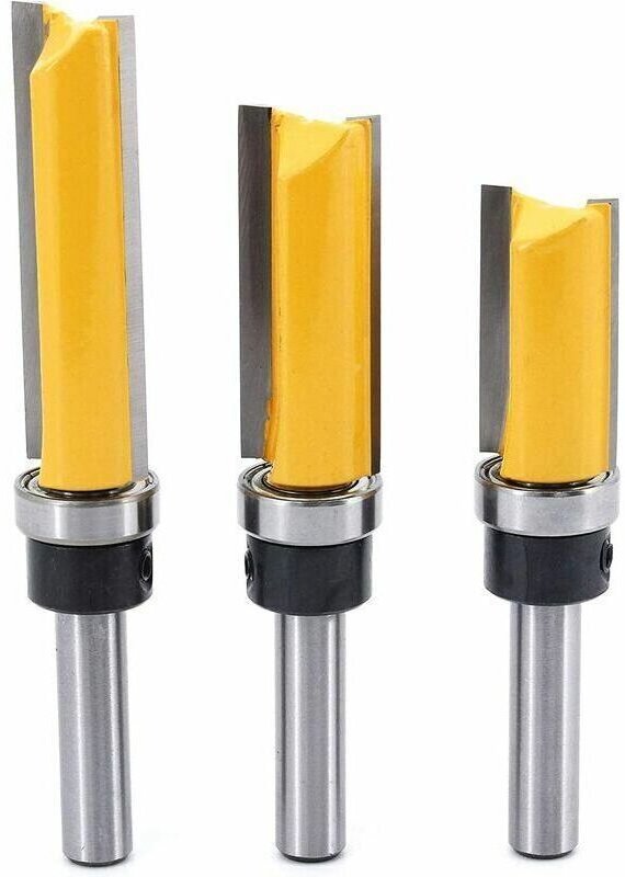 3 Stück Bündigfräser mit 8 mm Schaft, Kopierfräser mit Oberlager, Fräswerkzeuge für die Holzbearbeitung