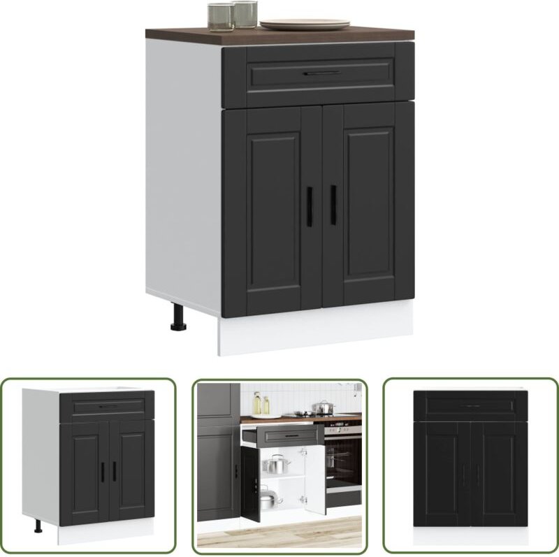 The Living Store - vidaXL Küchenunterschrank Porto Schwarz Holzwerkstoff