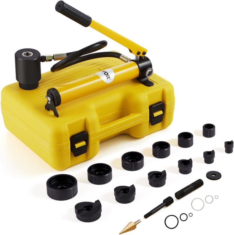 Mophorn - vevor Hydraulisches Lochstanzer-Set Knockout-Lochtreiber-Kit 10t, Handpumpe Stahl Lochwerkzeug mit 6 Stanzform...