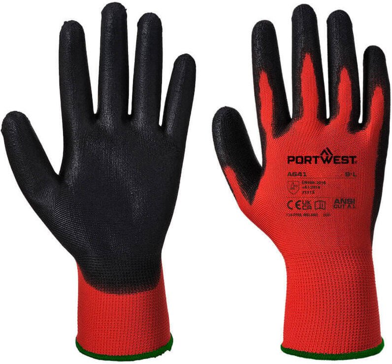 Thumbnail - Rote/schwarze PU-Handschuhe L – Größe 9
