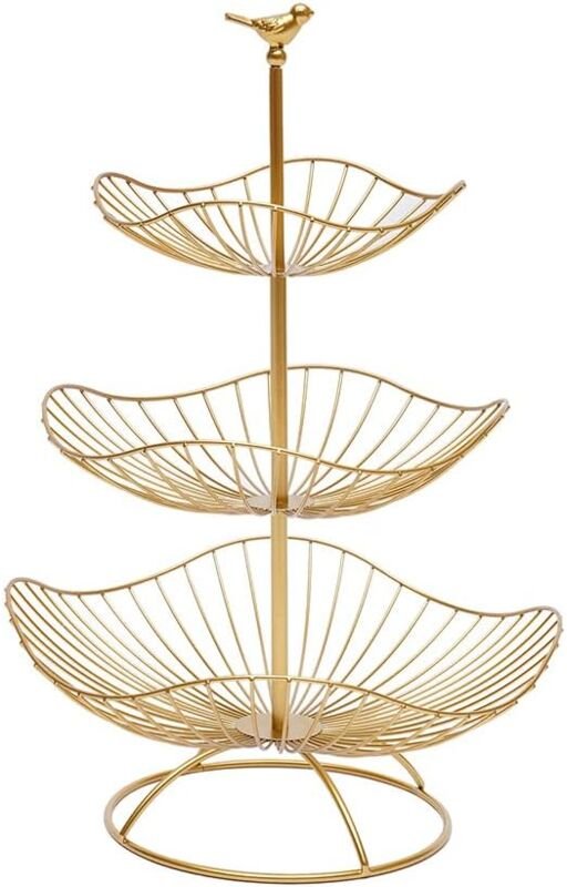 Thumbnail - Obst Etagere 3 Stöckig Dekorativer Obstkorb Früchtekorb für Küche & Wohnzimmer,Obsttellergröße: 20cm,25 cm,31cm (Gold)