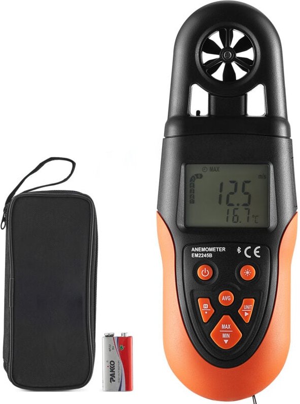 Mophorn Bluetooth-Handanemometer, digitales Windgeschwindigkeitsmessgerät 14℉-140℉ mit LED-Hintergrundbeleuchtung, misst...