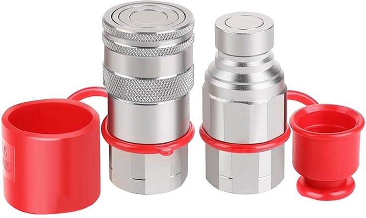 Thumbnail - Tlily - 1/2--NPT-Hydraulikkupplung Kompaktlader--Flachgesichts-Schnellkupplungen mit 2 Staubkappen