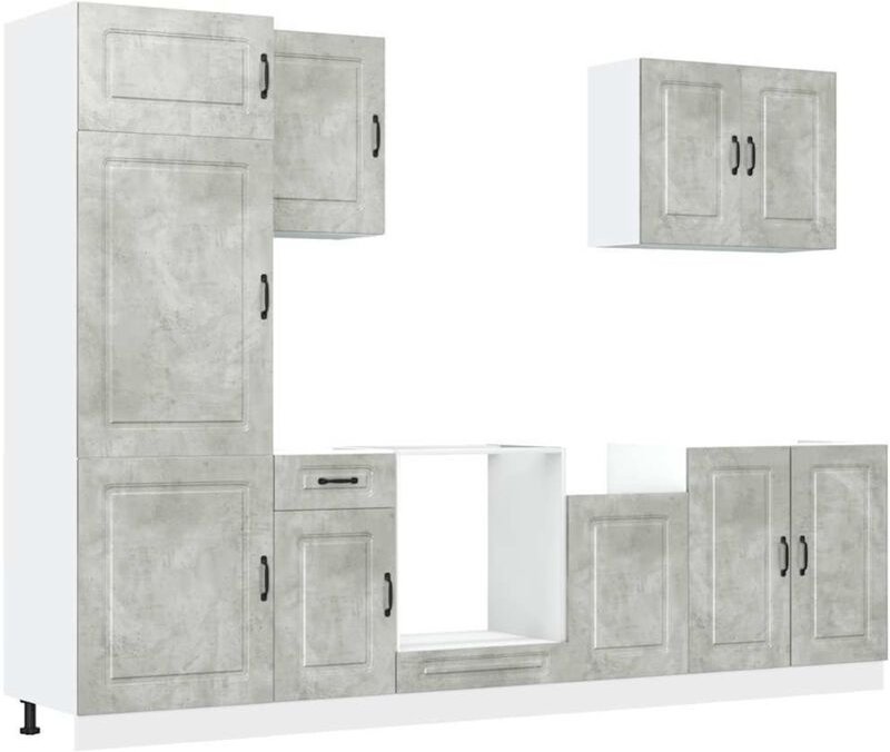 7-tlg. Küchenschrank-Set Kalmar Betongrau Holzwerkstoff Vidaxl
