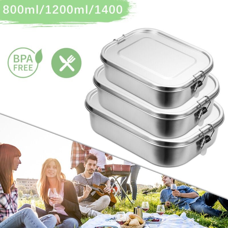 Hengda - swanew 800ml+1400ml Brotdose Metall Brotdose Thermobehälter Lunchbox bpa frei Edelstahl