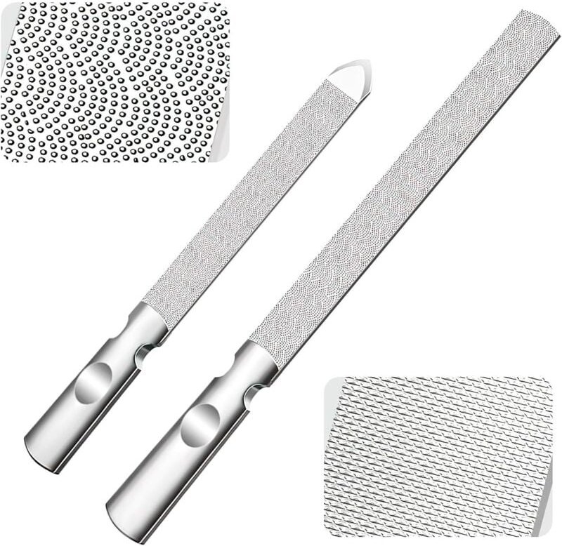 2 Stück doppelseitige Nagelfeilen aus Edelstahl, waschbar mit rutschfestem Griff, ideal für Männer und Frauen - Lntyq