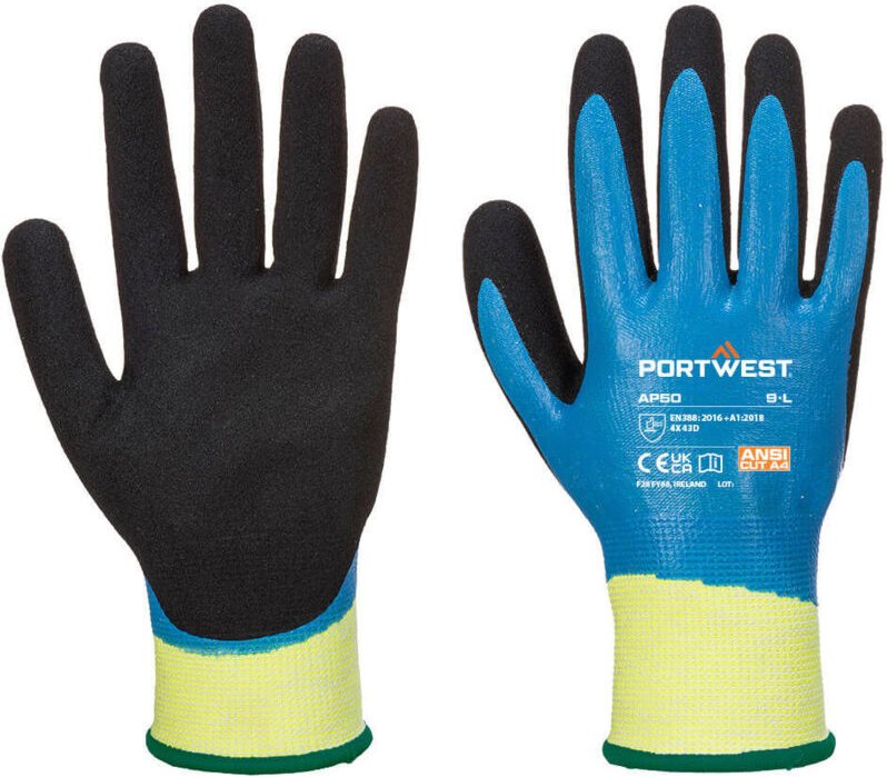 Aqua Cut Pro Schnittschutz-Handschuhe Blau/Schwarz 3XL - Größe 12