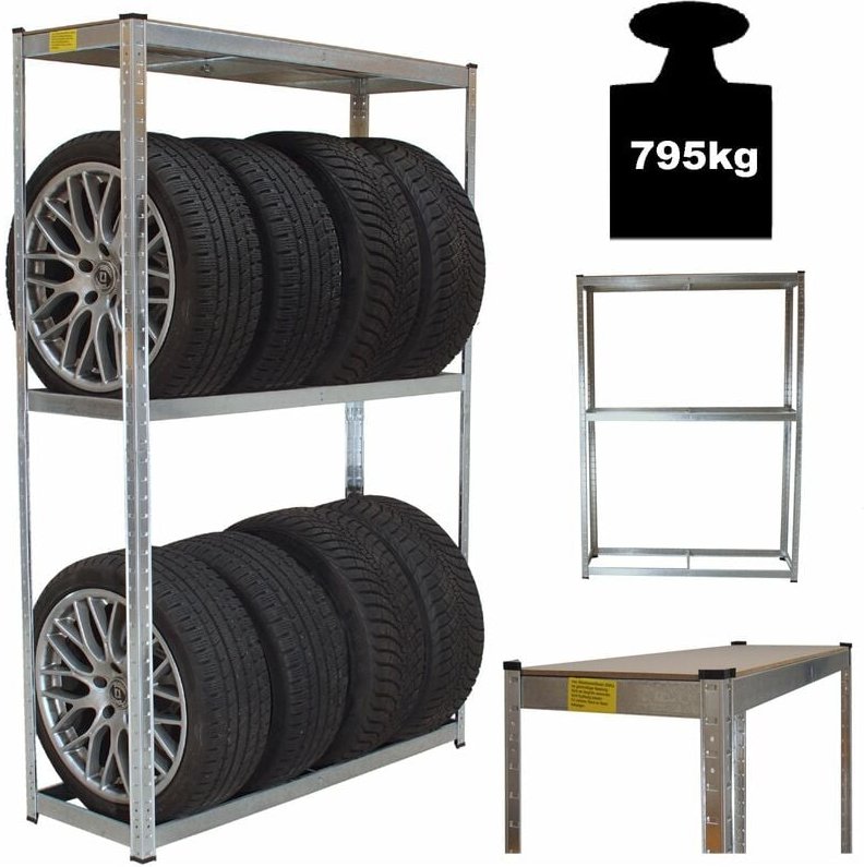 Thumbnail - Reifenregal für 8 Räder 180x120x40 cm 795 kg Reifenständer Steckregal