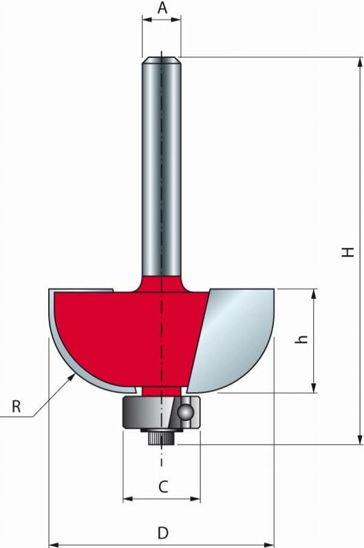 Bohrer für konkave Abrundung Freud 19 H12,7/54,2 Q8 Z2 - F03FR01695 -30-10008P