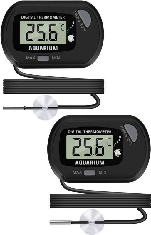 YMYNY Digitales LCD-Aquariumthermometer mit Saugnäpfen und wasserdichter Sonde für Aquarien, Reptilienterrarium (2er-Pac...