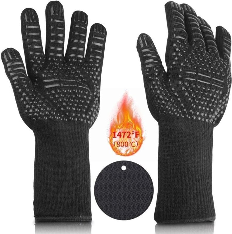 Thumbnail - Hitzehandschuh, Ofenhandschuh mit Silikonkissen, Grillhandschuhe, Küchenhandschuhe, rutschfeste Ofenhandschuhe bis 1472 ...