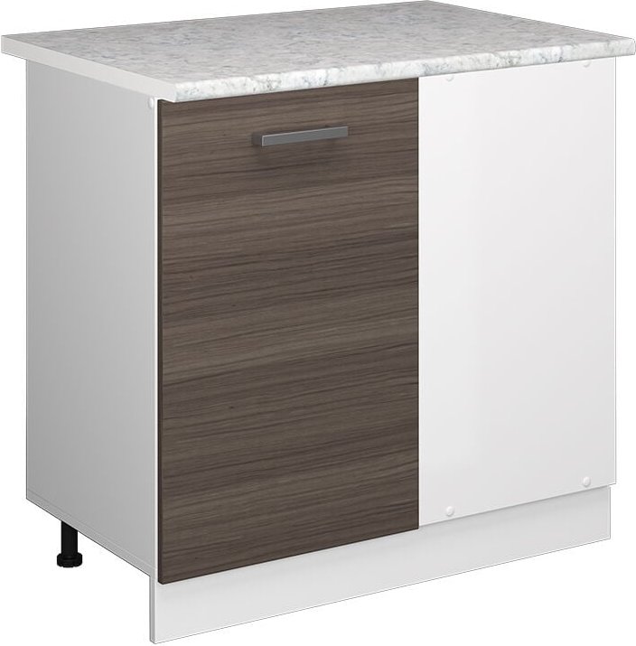 Thumbnail - Eckschrank für Haushaltsgegenstände R-Line, Grau, 86 cm mit Tür, mit Arbeitsplatte Vicco
