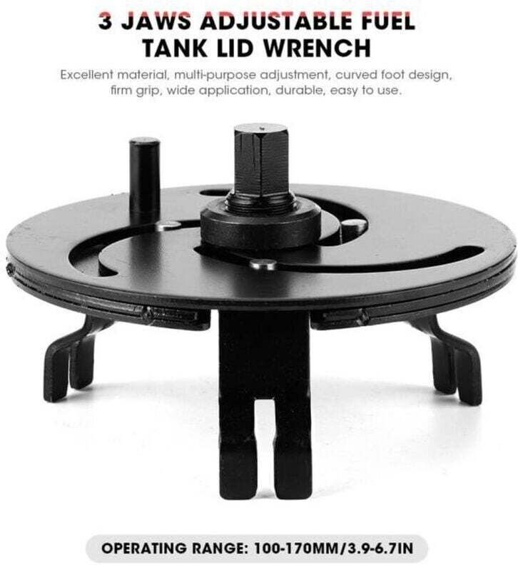 Einstellbarer Kraftstoffpumpendeckelschlüssel 100-170 mm 3-Backen-Werkzeug zum Entfernen des Tankdeckels-YIN-XIS