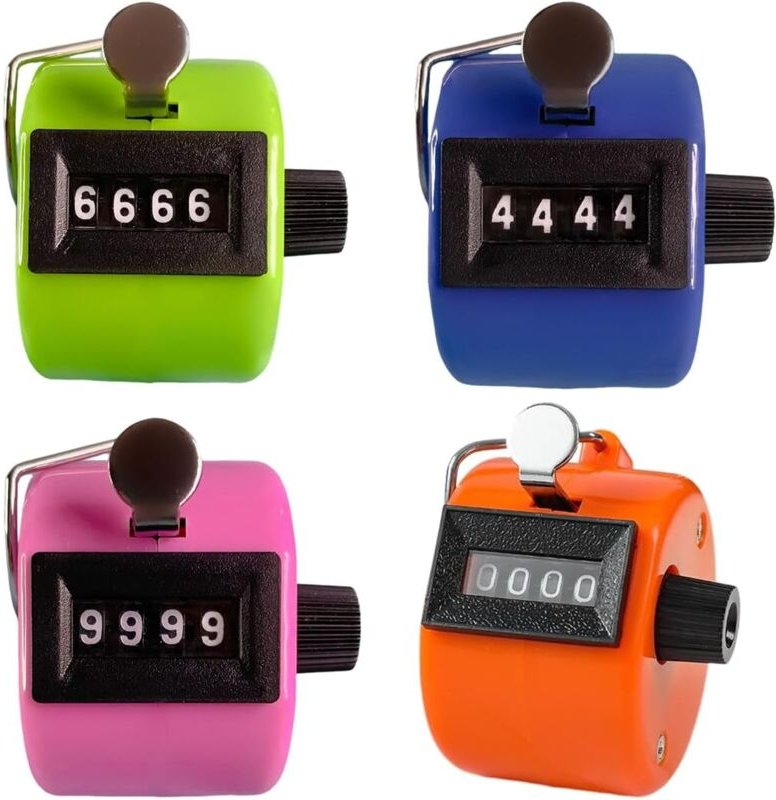 Csparkv - 4 Stück manueller Zähler, Klickzähler, 4 Ziffern, manuelle Zähler, Klickzähler für mechanische Handzähler