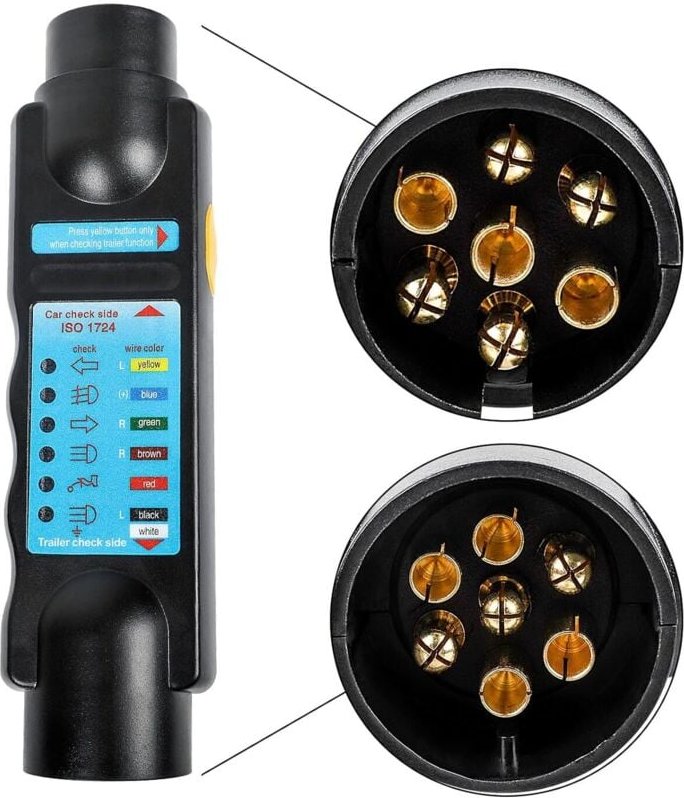 Jalleria - 7-poliger Anhängersteckdosen-Steckertester – 12 v 7-poliger Anhängerlichttester, Diagnosetestwerkzeug für Anh...