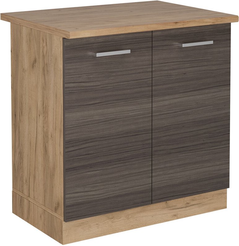 Vicco - Spülenunterschrank R-Line, Edelgrau, 80 cm , ap Eiche