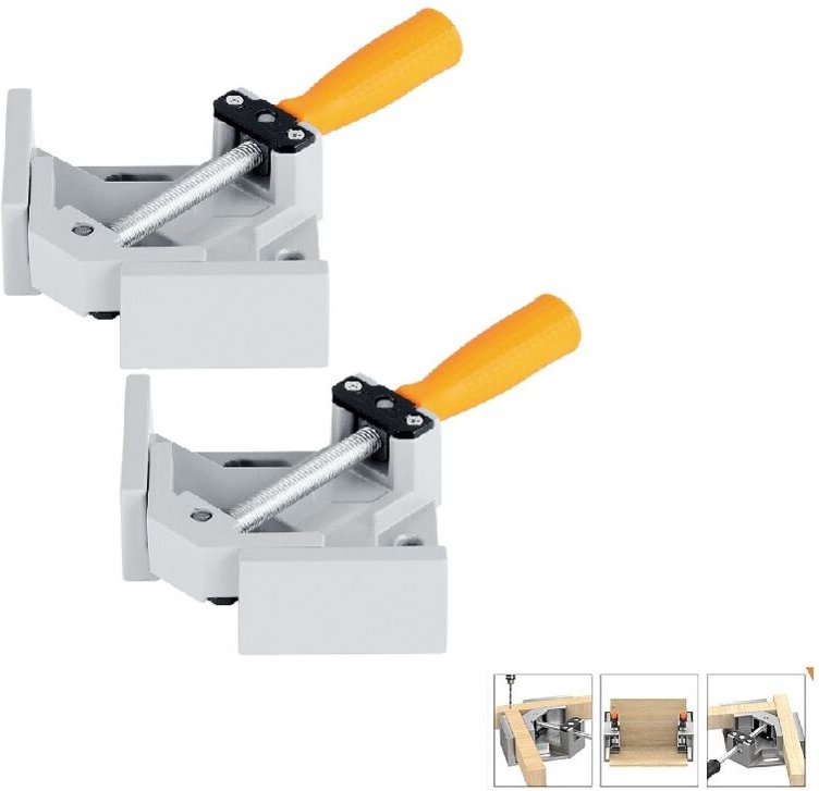 2 Stück Winkelklemme, 90 Grad perfekte Winkelklemme, 2 verstellbare Griffe, Spannschraubstock für Tischlerarbeiten, Hand...