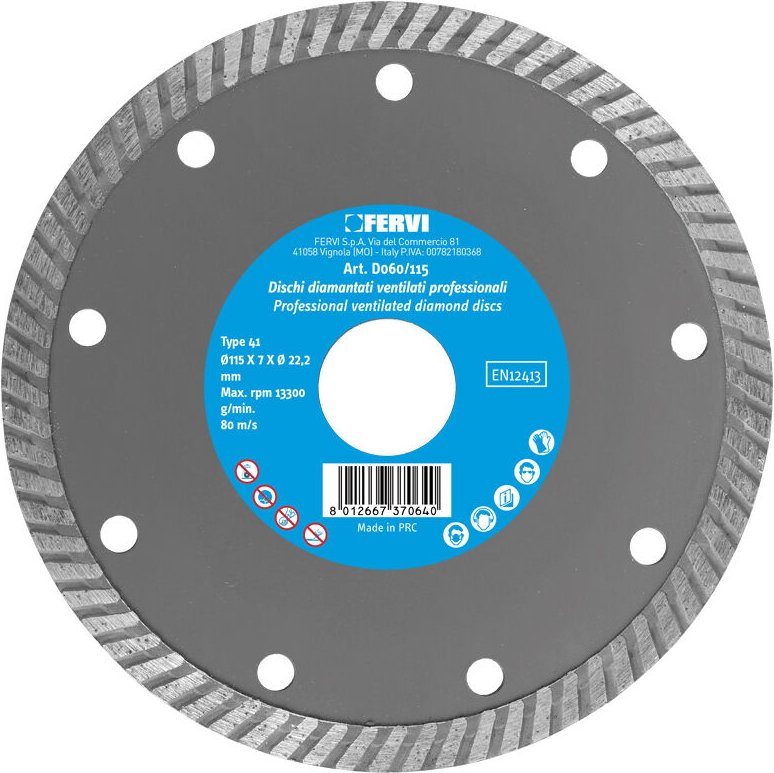 Thumbnail - Fervi - Professionelle 180 mm Turbo-Diamanttrennscheibe d060/180