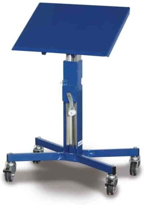 VARIOfit Materialständer höhenverstellbar mit Handkurbel, einseitig neigbar und Ladefläche 510x410mm