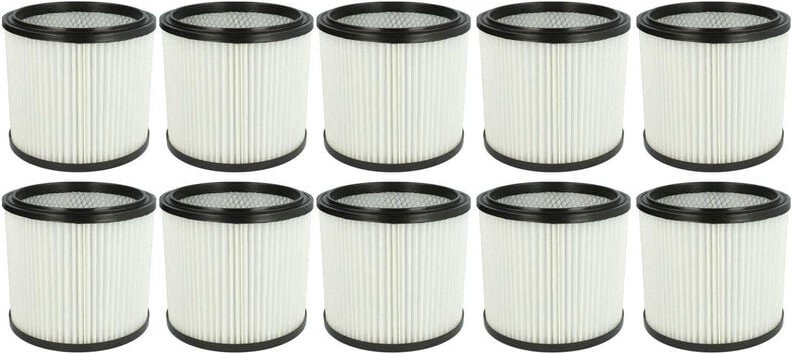 10x Faltenfilter kompatibel mit Aldi Workzone Nass- und Trockensauger Staubsauger - Filter, Patronenfilter, weiß - Vhbw