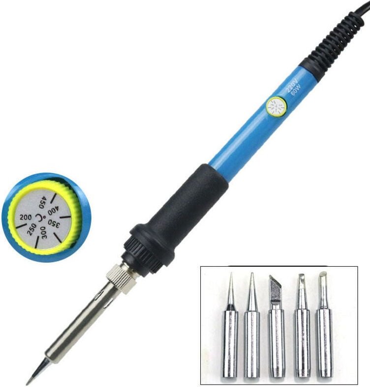 Lötkolben, 60 W, 220 V, Lötset mit einstellbarer Temperatur und 5 Lötspitzen