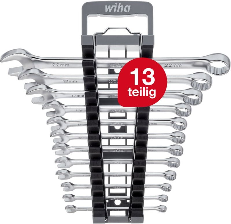 Ring-Gabelschlüssel Set 13-tlg. inkl. Halter i Schraubenschlüssel Set, 6/7/8/9/10/11/12/13/14/17/19/22 i Maul-Ringschlüs...