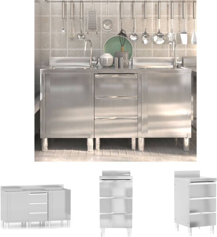 Gastro-Küchenschränke 3 Stk. Edelstahl - Gastronomie - The Living Store