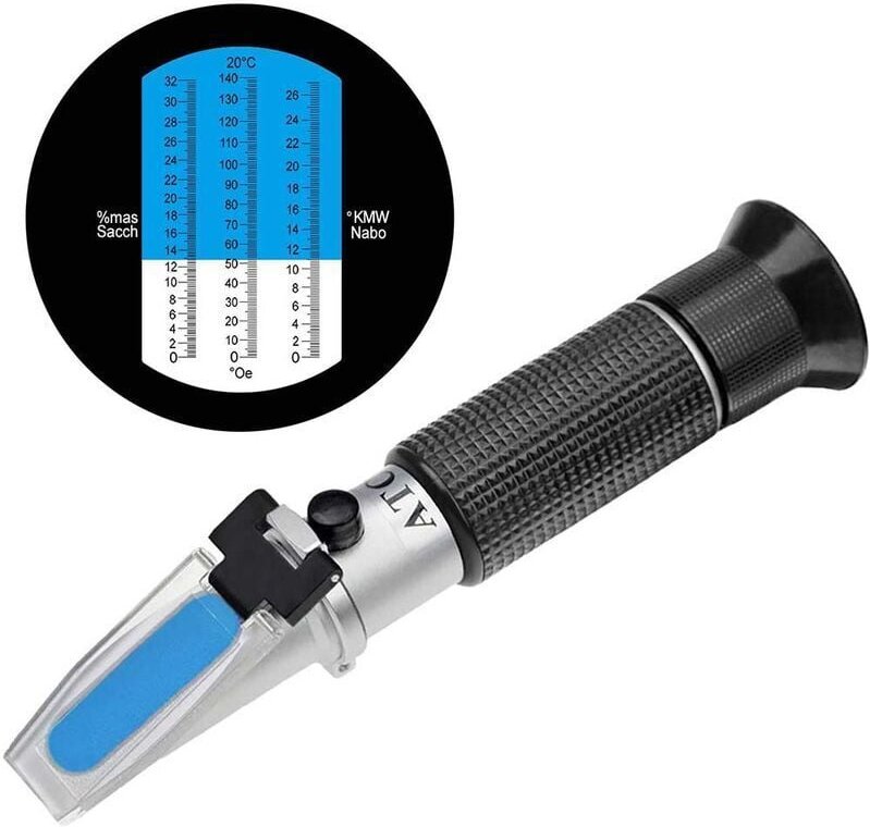 Brix-Refraktometer mit atc, tragbares Brix-Hydrometer, tragbarer Brix-Reader-Tester zur Messung des Zuckergehalts in Frü...
