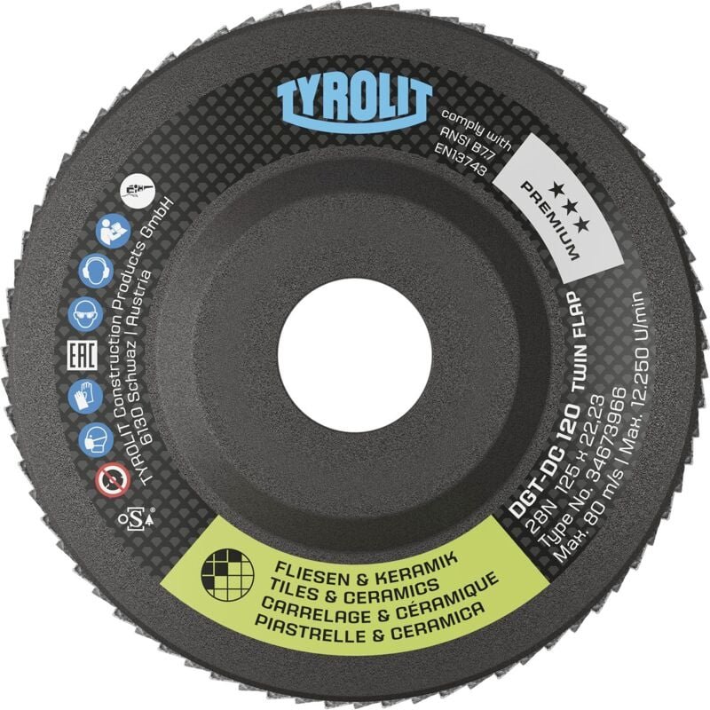 Tyrolit - Schleiflamellenteller TwinFlap d/c Premium gekröpft Schleifteller 125 mm K60