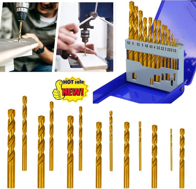 Dayplus - hss Spiralbohrer Satz 13-teilig Ø1.5-6.5 mm 135° Metallbohrer Set Stahlbohrer