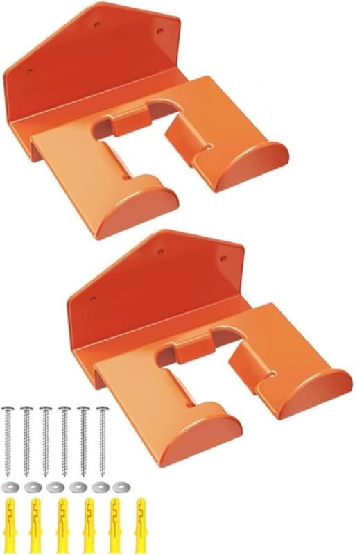 Robustes Wandregal für Elektrowerkzeuge, 2 orangefarbener Rasentrimmer-Organizer, Stahlaufhänger für Garage, Schuppen, g...
