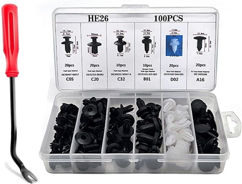 100 stück Kunststoff Nieten Fastener Fender Bumper Push-Clips w/Demontage-Tool für Honda Ford Chrysler Toyota