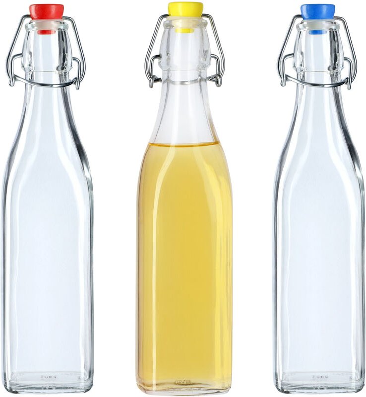 Universale Flasche mit Bügelverschluss, dichte Bügelflasche, vintage Glasf - Kadax