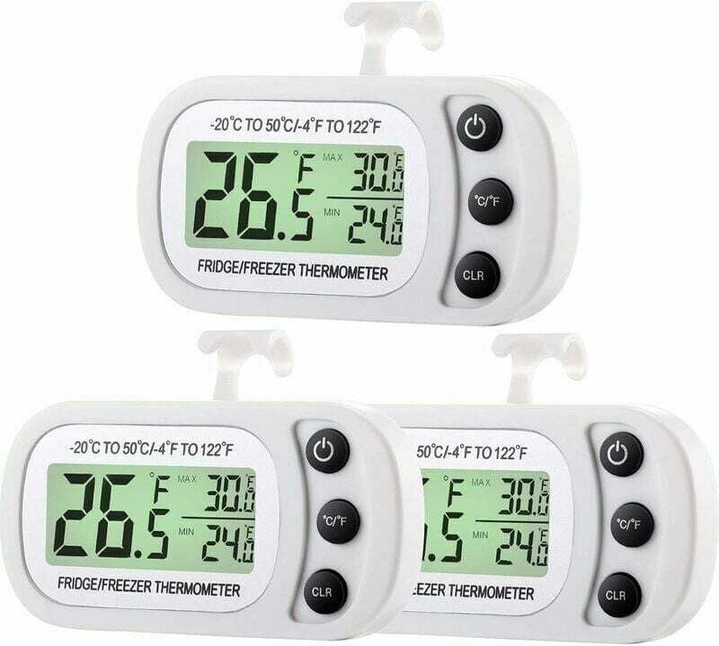 Thumbnail - 3-teiliges digitales Kühlschrank-Gefrierschrank-Thermometer, Kühlschrank-Raumthermometer, wasserdichtes Kühlertemperatur...