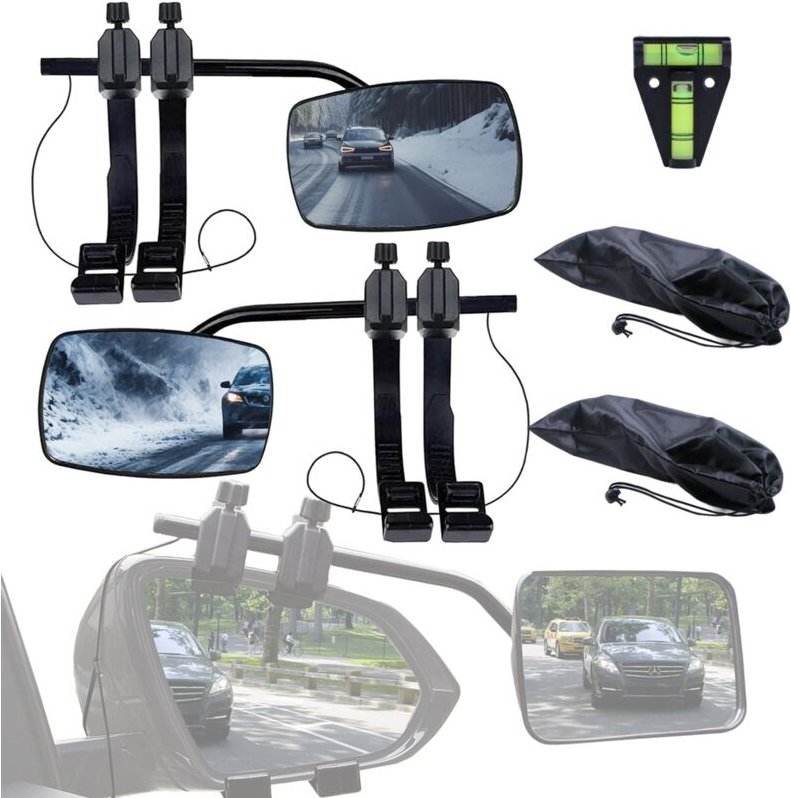 Mucola - Caravan Spiegel 120×190mm 2er Set Aufsatzspiegel Universal rechts und links - schwarz